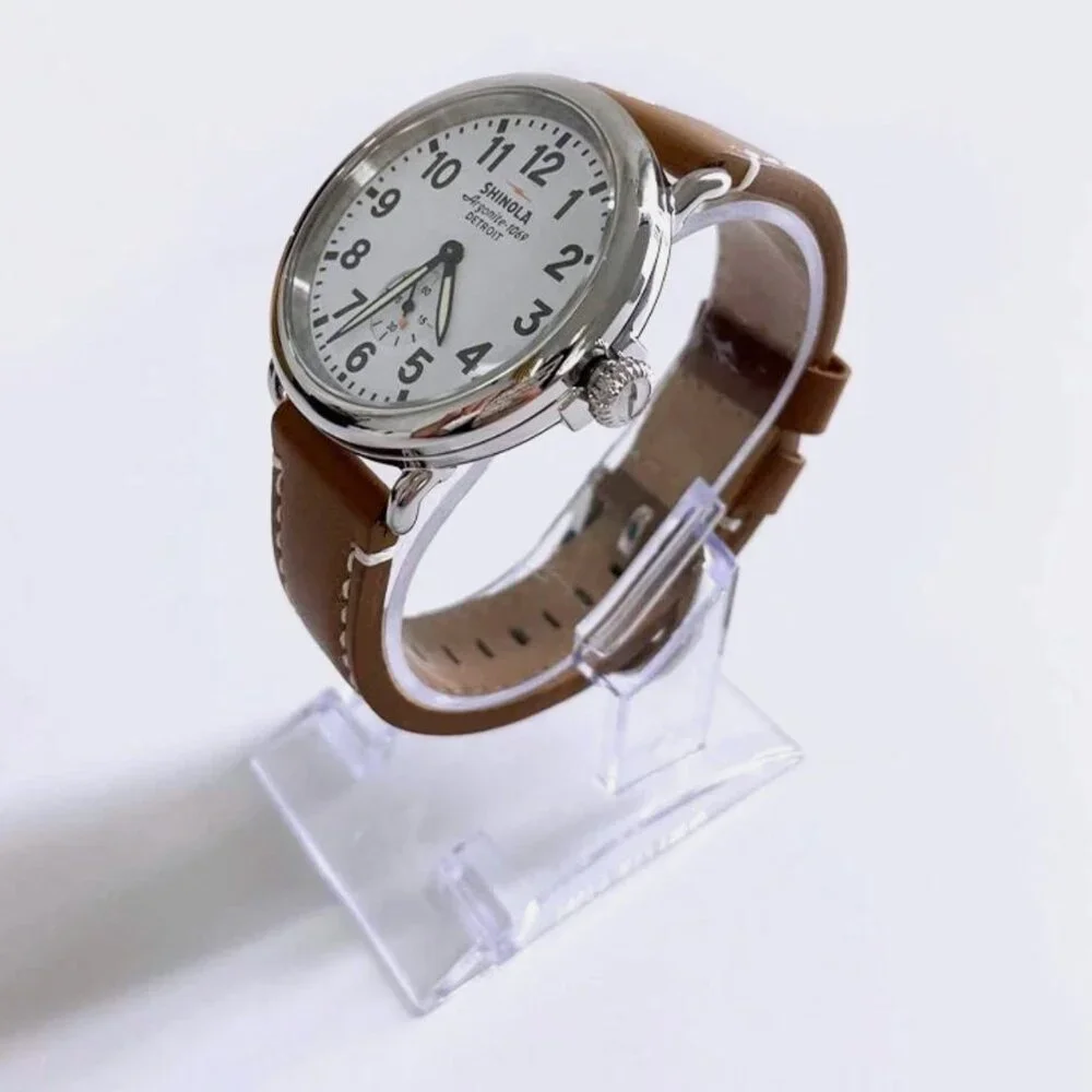 Classic Shinola Runwell White Dial With Brown Leather Men Women New Watch 41mm
